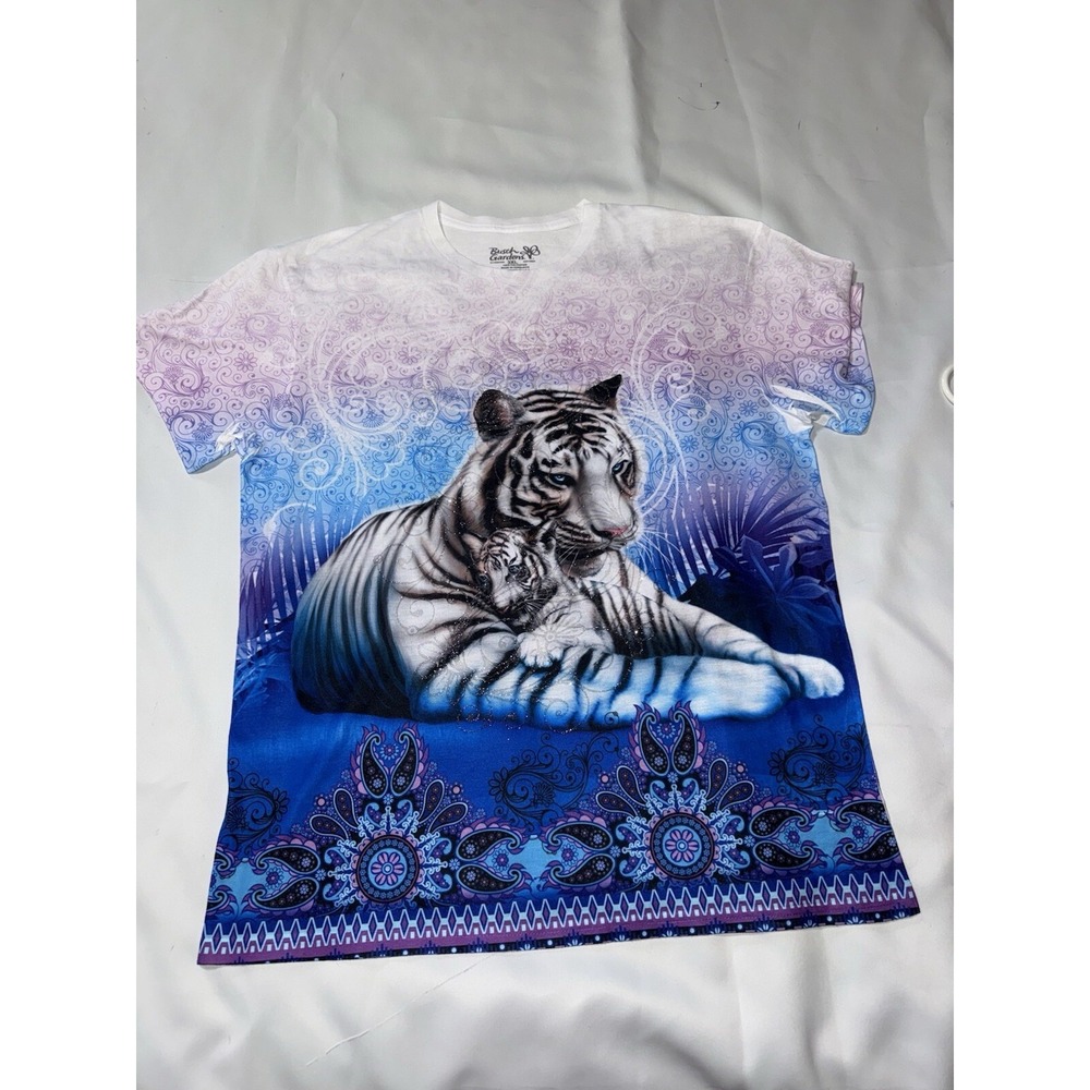 Busch Gardens All Over Print women's 3xl‎ White Tiger T-Shirt